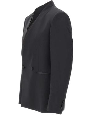 Tagliatore Double-Breasted V-Neck Blazer - Blue