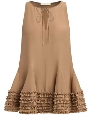 12 STOREEZ Vestido Corto Con Volantes - Marrón