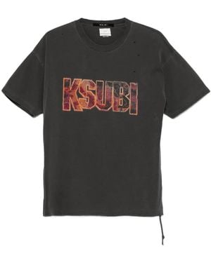 Ksubi Kickstart Distressed Logo T-Shirt - Black