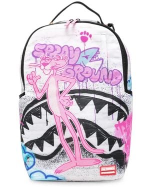 Sprayground Graffiti-Print Shark Backpack - Pink