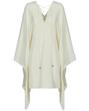 ‎Taller Marmo Sahara Lace-Up Kaftan Mini Dress - White