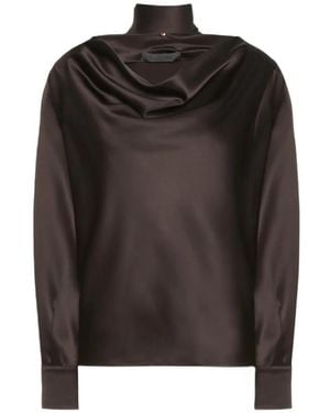 Max Mara Cowl-Neck Silk Shirt - Black