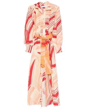 Raquel Diniz Abstract-Print Belted Dress - Pink
