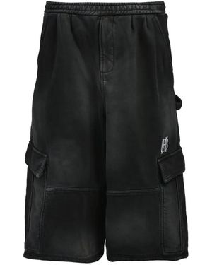 BREATH Faded-Effect Cargo Shorts - Black