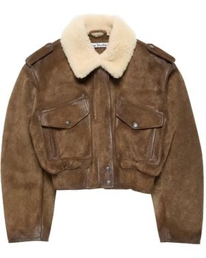 Acne Studios Suede Bomber Jacket - Brown