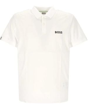 BOSS Logo-Print Polo Shirt - White