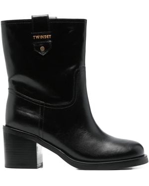 Twinset 70Mm Block-Heel Ankle Boots - Black