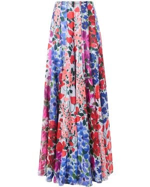 Carolina Herrera Jardin-Print Palazzo Pants - Red