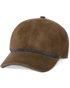 Brunello Cucinelli Suede Baseball Cap With Shiny Band - Brown