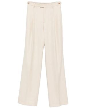 Berwich Herringbone Pleated Trousers - White
