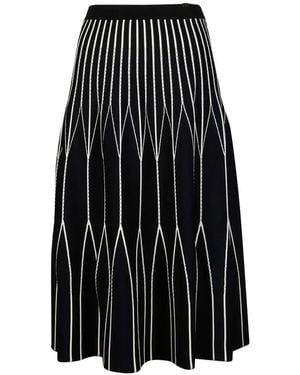 Elisabetta Franchi Knitted Geometric Midi Skirt - Black