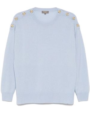 N.Peal Cashmere ボタンショルダー プルオーバー - ブルー