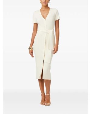 Toccin Agnes Ribbed Belted Dress - White