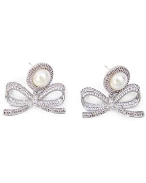 Self-Portrait Bow-Detail Drop Earrings - White