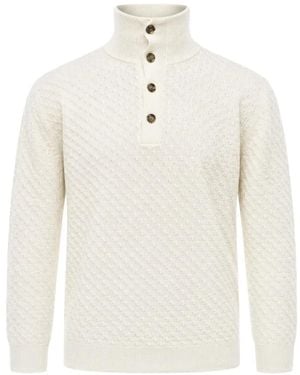 Paolo Pecora Button-Up Textured-Knit Jumper - White