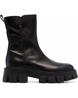 Premiata Leather Shearling Boots - Black