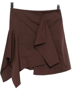 Low Classic Minifalda Unbalance drapeada - Marrón