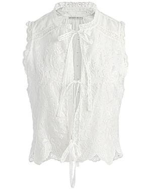 Alice + Olivia Amal Embroidered Tie-Front Tank Top - White