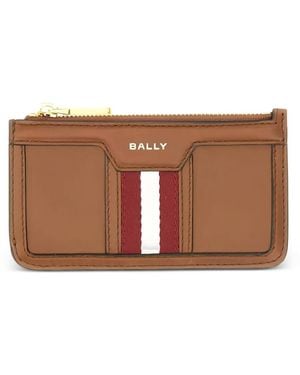 Bally Stripe-Detail Leather Card Holder - Brown