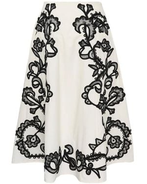 Ulla Johnson Jupe Mi-Longue Ruby À Broderies - Blanc