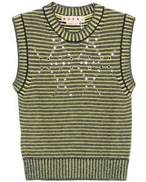 Marni Eyelet-Embellished Striped Sweater - Green