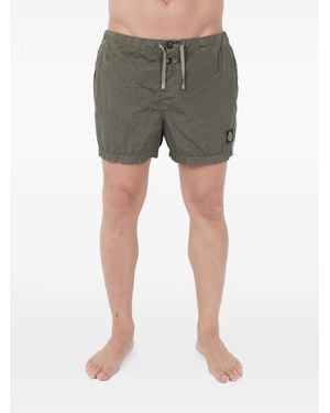 Stone Island Logo-Patch Drawstring Swim Shorts - Green