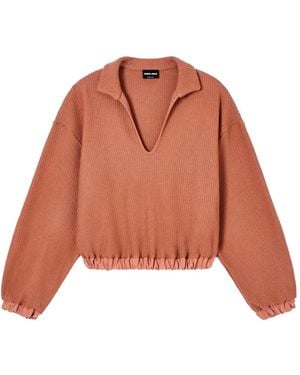 Giorgio Armani Waffle-Knit V-Neck Sweatshirt - Orange