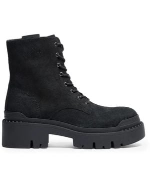 Ash Noah Lace-Up Combat Boots - Black