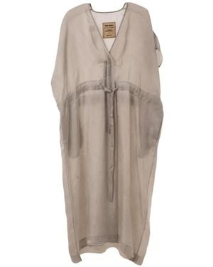 Uma Wang Acre Drawstring-Waist Midi Dress - Natural