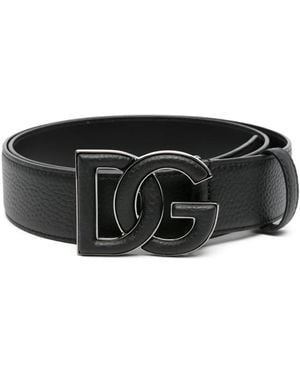 Dolce & Gabbana ロゴバックル レザーベルト - ブラック