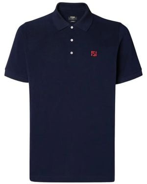 Fendi Polo À Logo Imprimé - Bleu