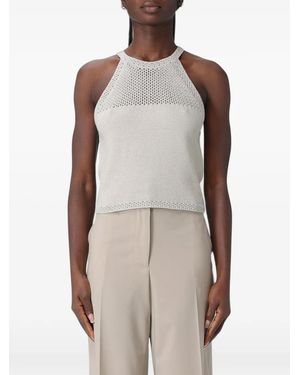Emporio Armani Halterneck Open-Knit Top - Natural