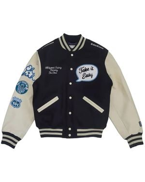 HTC Embroidered-Patch Varsity Jacket - Blue