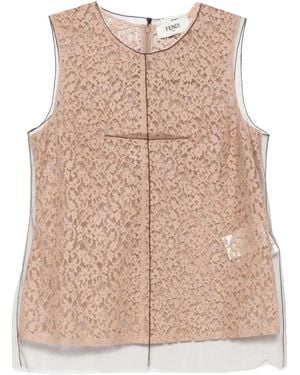 Fendi Floral-Lace Top - Natural