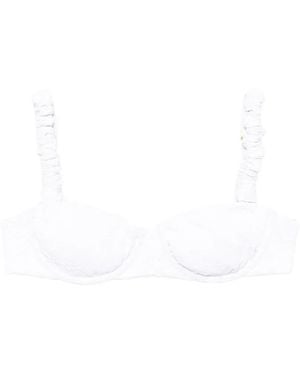 FARM Rio Floral-Embroidered Bikini Top - White