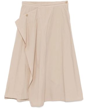 Y's Yohji Yamamoto Garment Dyeing Front Triangle Stitch Skirt - Natural