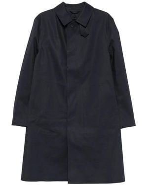 Mackintosh Dunkeld Throat-Latch Concealed-Fastening Coat - Blue