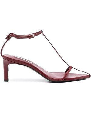 Jil Sander Burgundy Leather Sandal With Ankle Strap - Pink