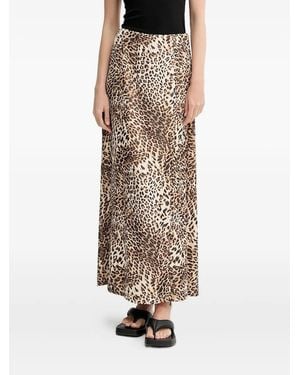 Gestuz Gzleelo Leopard-Print Midi Skirt - Natural