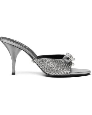 Versace Opera Bow Embellished Mules 85 Mm - White
