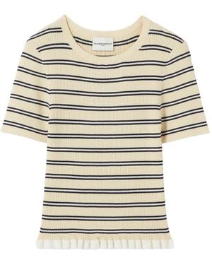 Claudie Pierlot Striped Ruffle Top - Natural