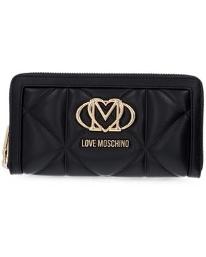 Love Moschino Quilted Logo-Plaque Wallet - Black