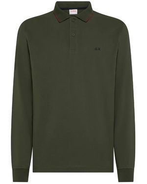 Sun 68 Long-Sleeve Logo Polo Shirt - Green