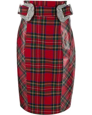 Philipp Plein Tartan Pencil Skirt - Red