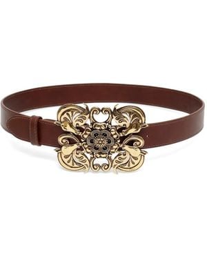 Chloé The Wild Medallion Buckle Leather Belt - Brown