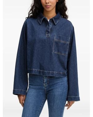 Marc O' Polo Pocket-Detail Denim Polo Shirt - Blue