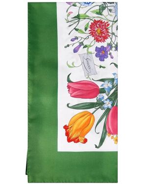 Gucci Floral-Print Scarf - Groen