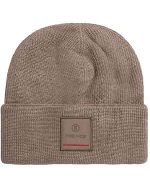 Bogner Fire + Ice Tarek Logo-Patch Ribbed Beanie Hat - Brown
