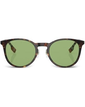 Burberry Tortoiseshell-Effect Round-Frame Sunglasses - Green