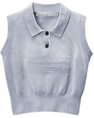 Alexander Wang Logo-Embossed Polo Top - Grey